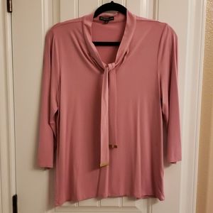 Adrianna Papell 3/4 Sleeve Tie Neck Blouse